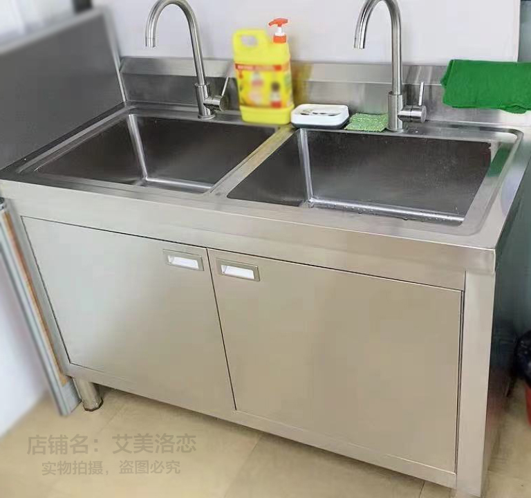 厨房不锈钢水槽双槽带柜式水池一体式洗菜盆洗碗池架子操作台X橱