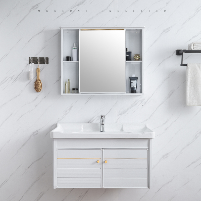 新款太空铝浴室柜组合卫生间洗漱台洗脸盆现代简约小户型洗手面盆