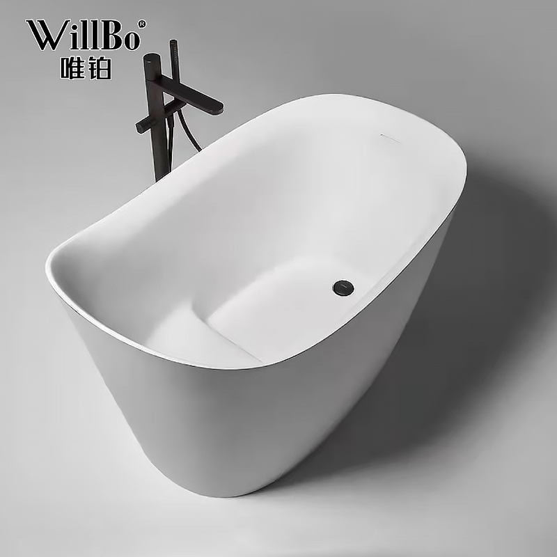 唯铂1.1米小户型家用人造石独立式小浴缸坐式小浴盆日式深泡浴缸