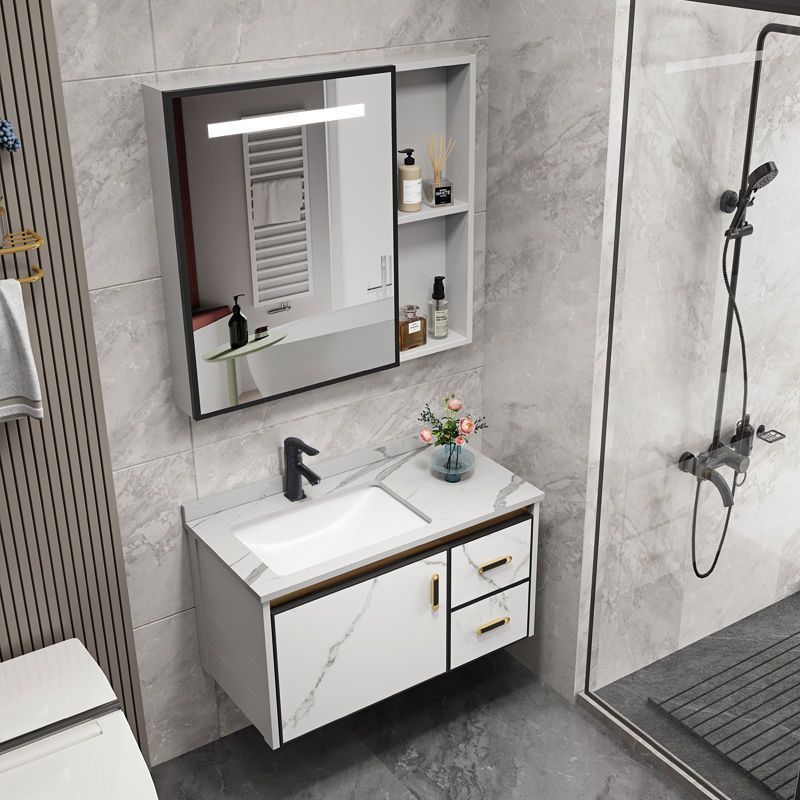 卫生间镜柜太空铝合金浴室柜组合洗漱台一体陶瓷洗脸盆洗手盆智能