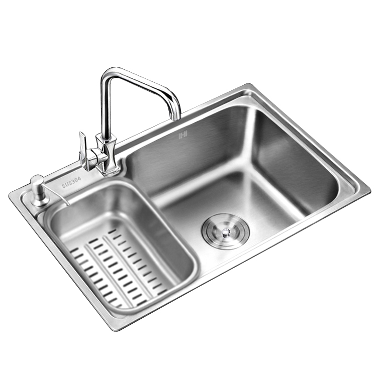 厨房不锈钢水槽单槽洗菜盆加厚拉丝一体洗菜池水盆家用洗碗盆套餐
