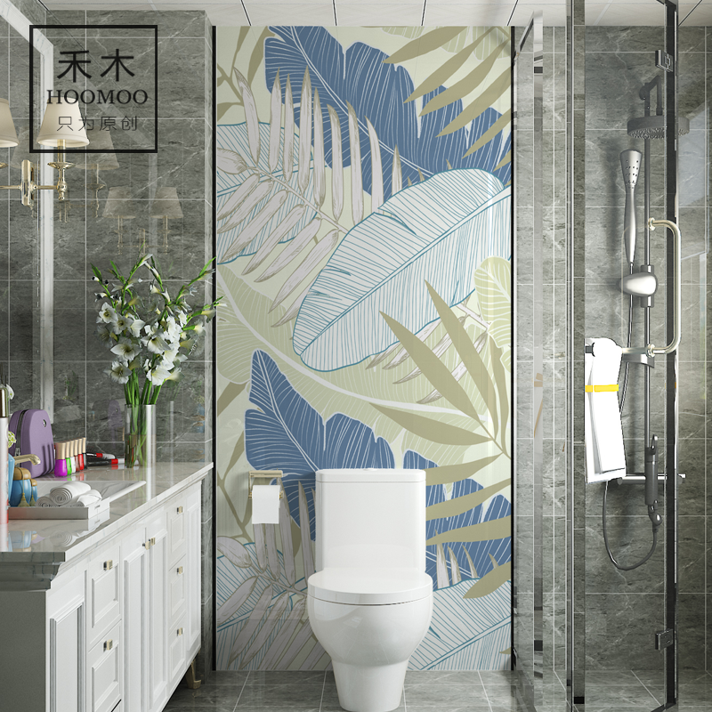 禾木卫生间瓷砖轻奢现代浴室洗手间马桶背景墙砖画图案定制芭蕉叶