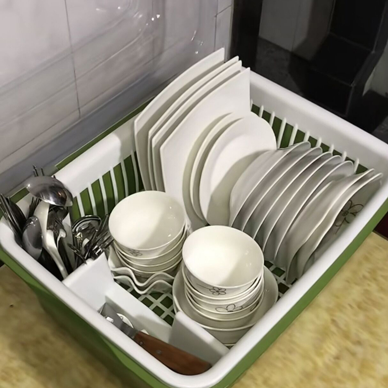 厨房特大带盖碗柜塑料沥水碗架 家用放碗箱碗碟密封箱 碗筷收纳