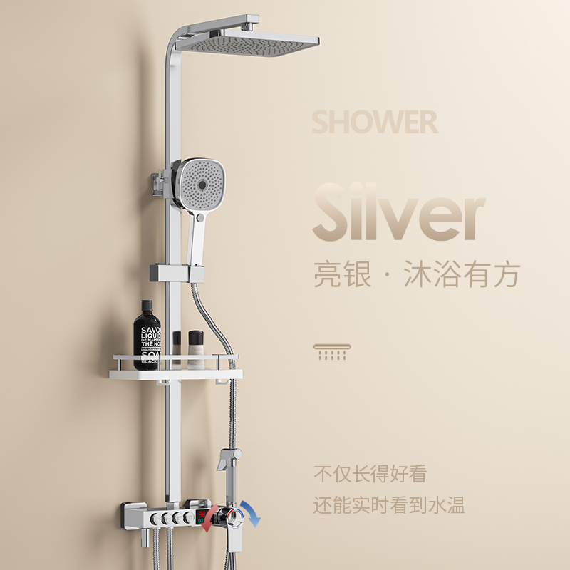 喷头卫浴室增压全铜淋浴淋沐浴花洒套装家用现代过滤数显器恒温雨