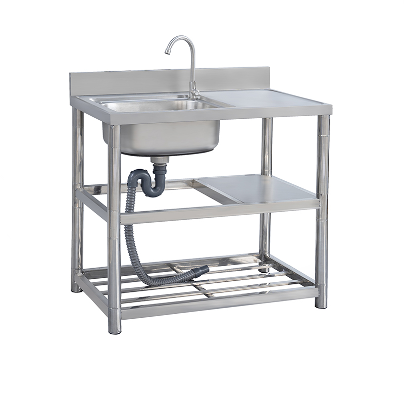 厨房不锈钢水槽台面一体式洗菜盆洗碗水池带支架平台单槽双槽家用
