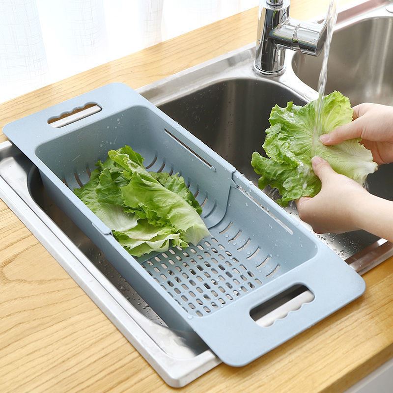 洗碗池过滤筐可伸缩洗菜盆淘菜盆沥水篮子塑料水果收纳筐厨房水槽