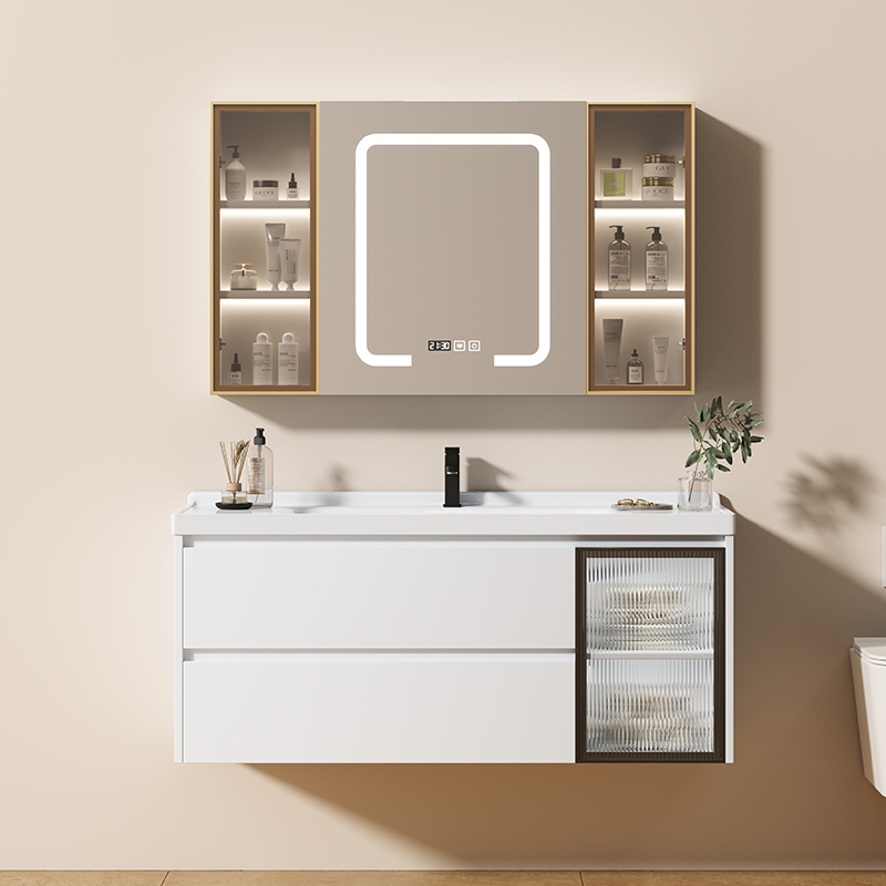 北欧多层实木浴室柜组合约智能镜柜卫生间洗漱台洗手洗脸盆