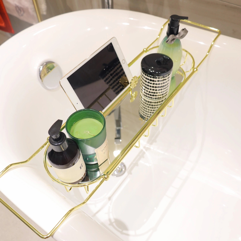 本心本来浴缸置物架卫生间多功能泡澡手机架可伸缩收纳架欧式轻奢