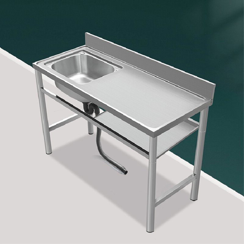 不锈钢水槽单槽洗菜池台面一体厨房双槽洗碗盆带支架工作台洗手盆