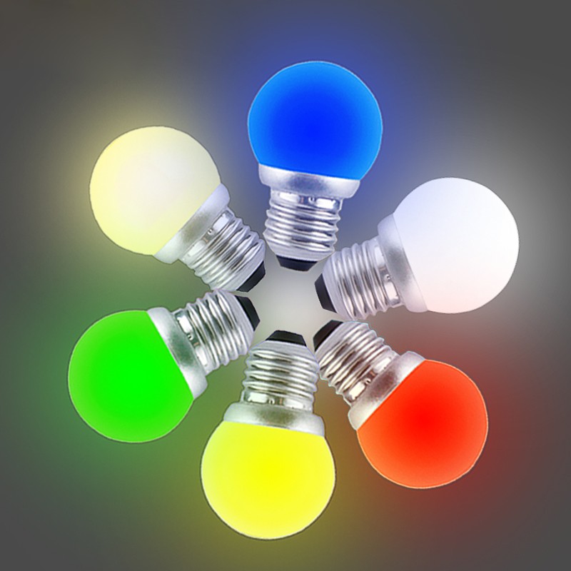 家用迷你led彩色灯泡E27螺口3W5瓦节能灯泡红色蓝色绿色紫色球泡