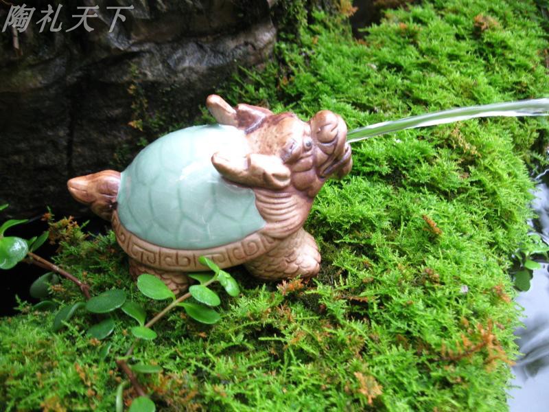 假山鱼池动物喷水摆件陶瓷龙头龟水族鱼缸花园阳台造景流水装饰品