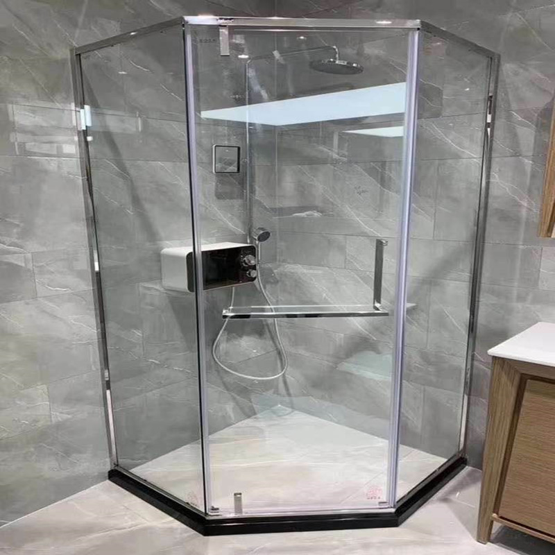 定制窄边不锈钢钻石型淋浴房浴室干湿分离神器钢化玻璃隔断平开门