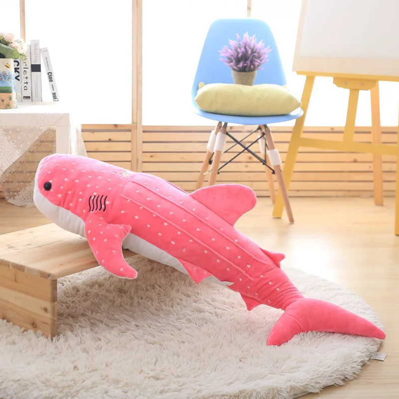 高档蓝鲸鱼公仔抱枕靠垫海豚鲸鲨鱼玩偶毛绒玩具布娃娃午睡枕儿童