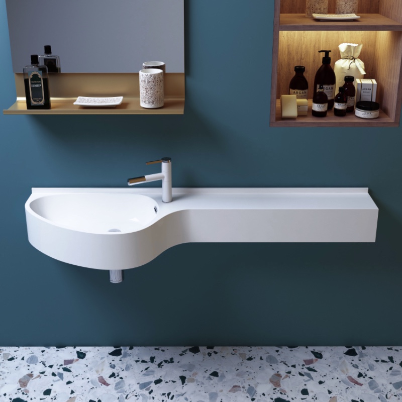 小户型壁挂台盆洗手盆超长超窄简洁浴室家用一体成型人造石洗面盆