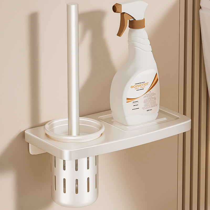 奶油风卫生间马桶刷置物架壁挂式厕所清洁软毛刷子马桶杯免打孔