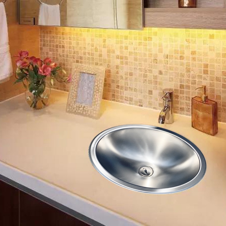 浴室家用椭圆形304不锈钢洗手面盆4838A/4535A嵌入式替陶瓷盆套餐