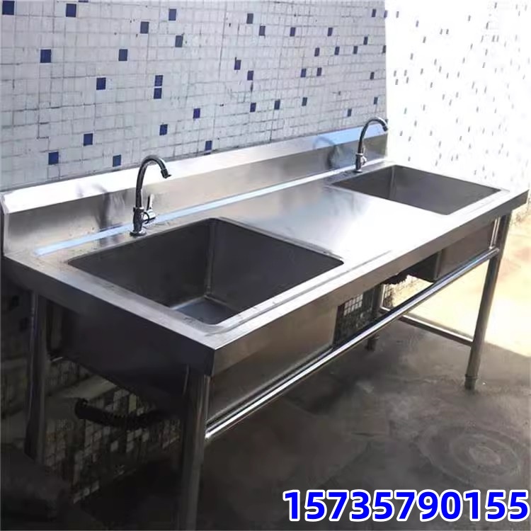 商用不锈钢水槽带支架厨房单槽双槽水池洗碗洗菜洗手盆带平台家用