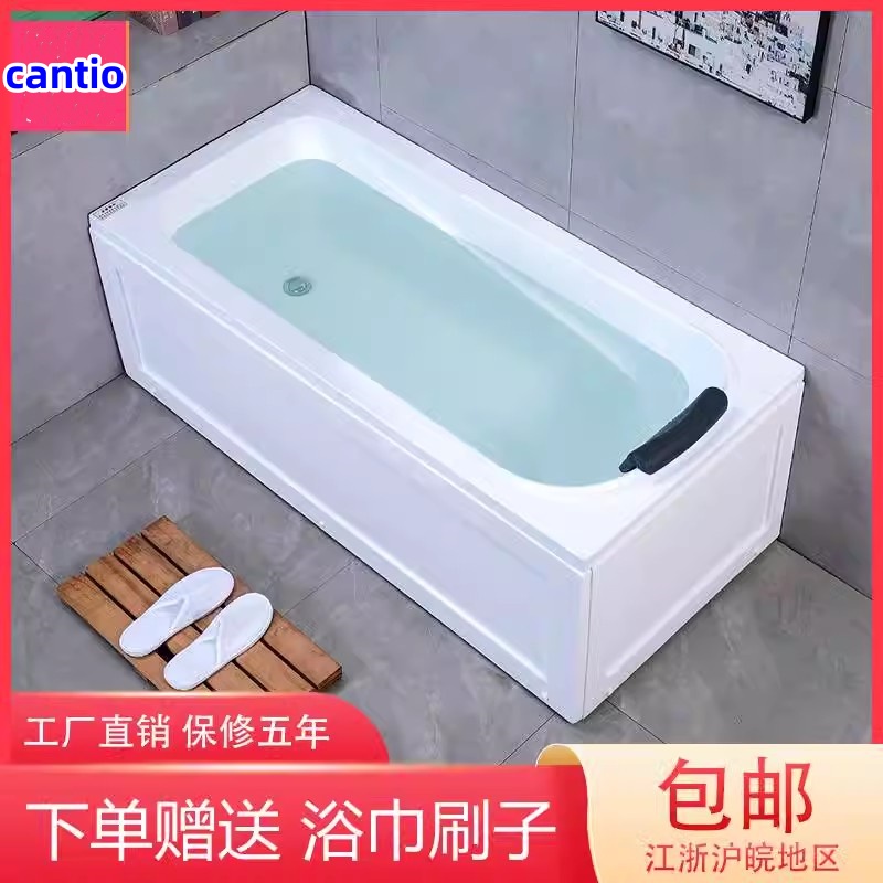 厂家直销亚克力普通浴缸单人 方形独立式双群边浴缸 加厚加深浴缸