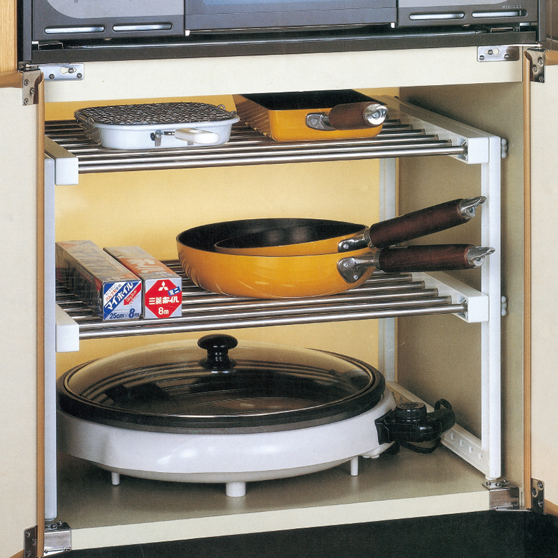 不锈钢橱柜分层架柜内隔层隔板厨房台面水槽下双层收纳置物锅具架