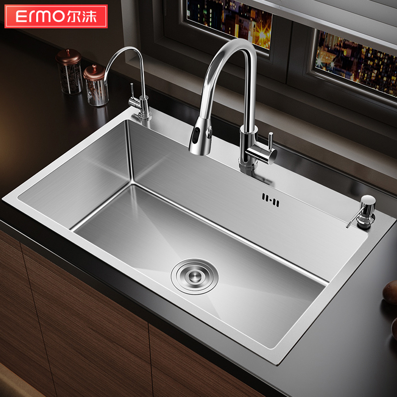不锈钢水槽大单槽手工加厚厨房台下盆洗菜盆洗碗池洗手池SUS304
