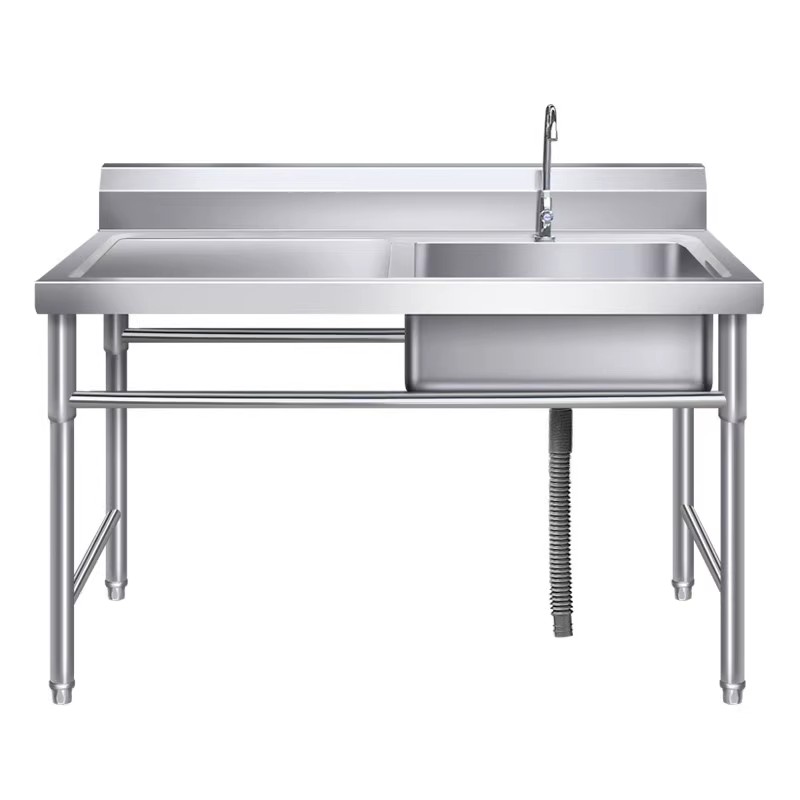 304不锈钢洗菜盆洗碗洗衣台单水池水槽饭店商用带平台双水池切菜