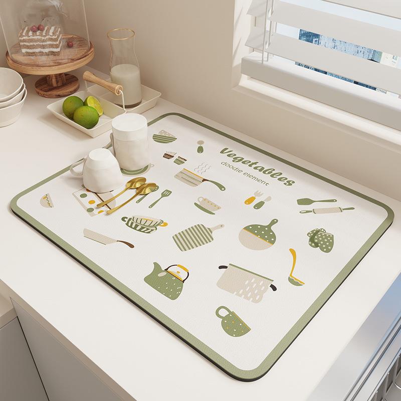 硅藻泥厨房沥水板洗手台面水龙头吸水垫家用杯碗碟垫防滑卫生间