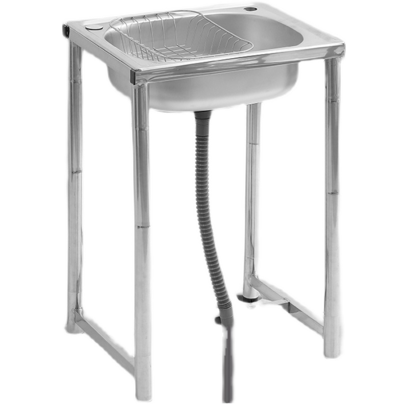 厨房304不锈钢水槽单槽带支架加厚简易洗碗洗手S盆洗菜盆水池家用