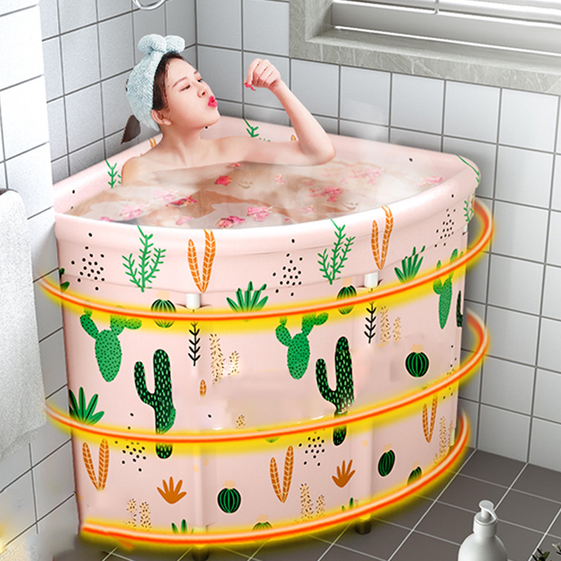 速发泡澡桶折叠大人家用沐浴缸全身可坐加厚扇形保温两人瑶浴洗澡