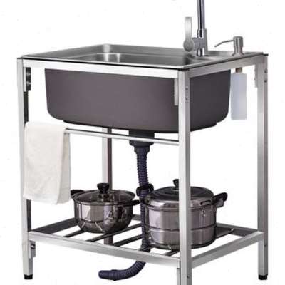 厨房304e不锈钢水槽单水槽带支架洗菜盆沥水槽阳台一体洗碗池大