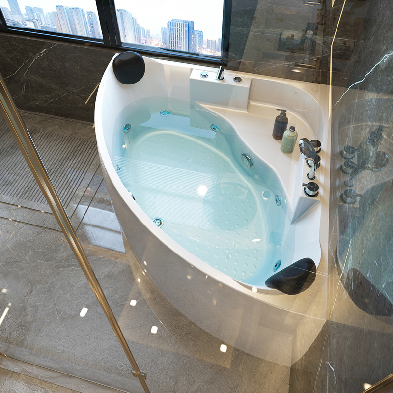 速发按摩浴缸家用双人情侣扇形浴池三角成人浴盆小户型1m-1.5米