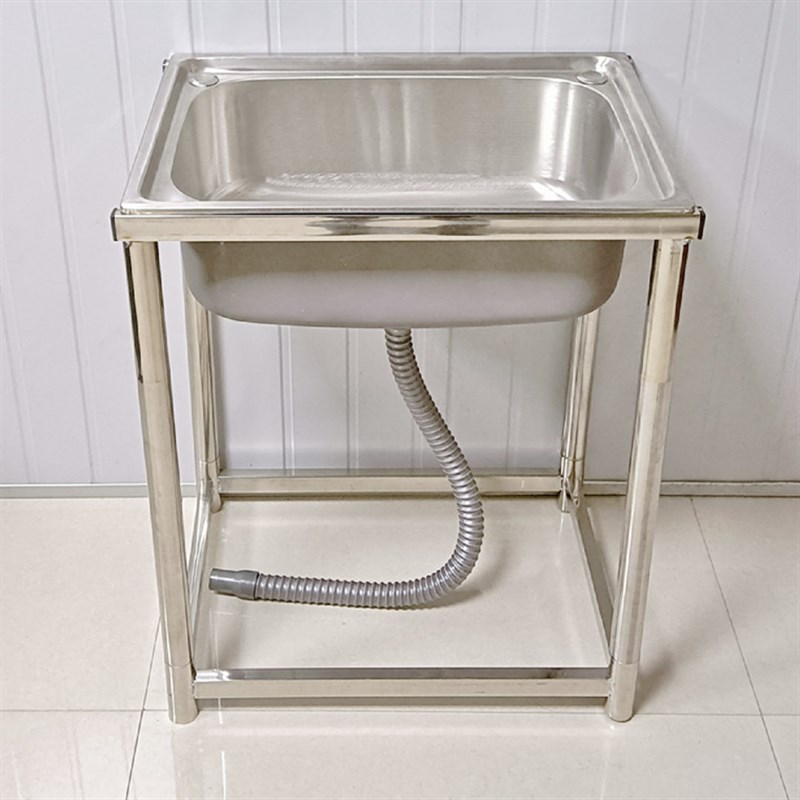 不锈钢单槽大水槽加厚洗菜盆洗碗池家用水盆拖把池面盆带落地支架