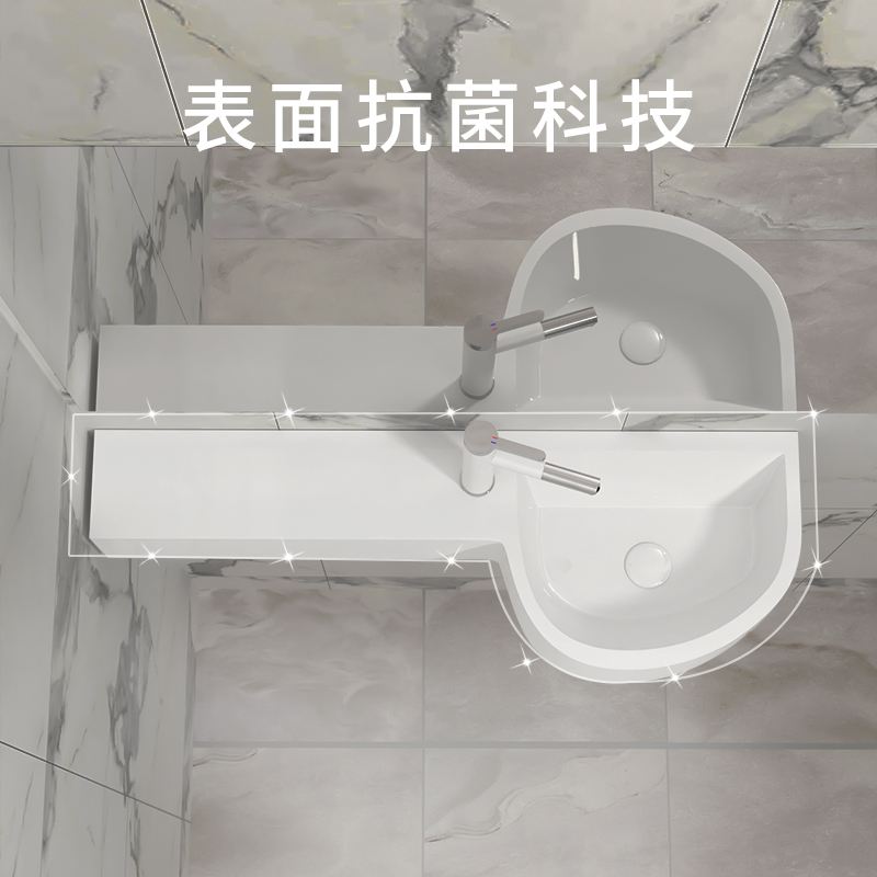 日式小户型卫生间洗手盆迷你人造石洗脸盆挂墙式小尺寸台面一体盆
