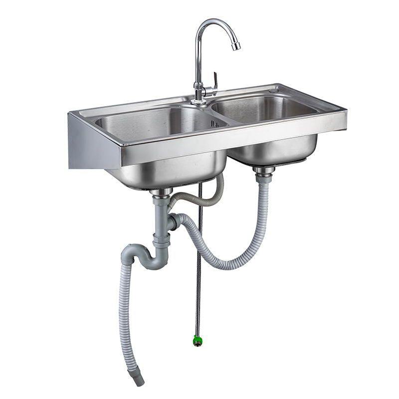 新品304不锈钢水槽厨房洗菜盆阳台洗碗池双槽简易单槽水盆套餐带