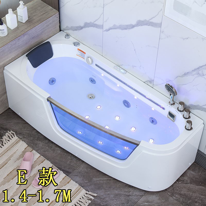 小户型家用压克力浴缸冲浪按摩大瀑布恒温独立式弧形浴盆V1.31.8