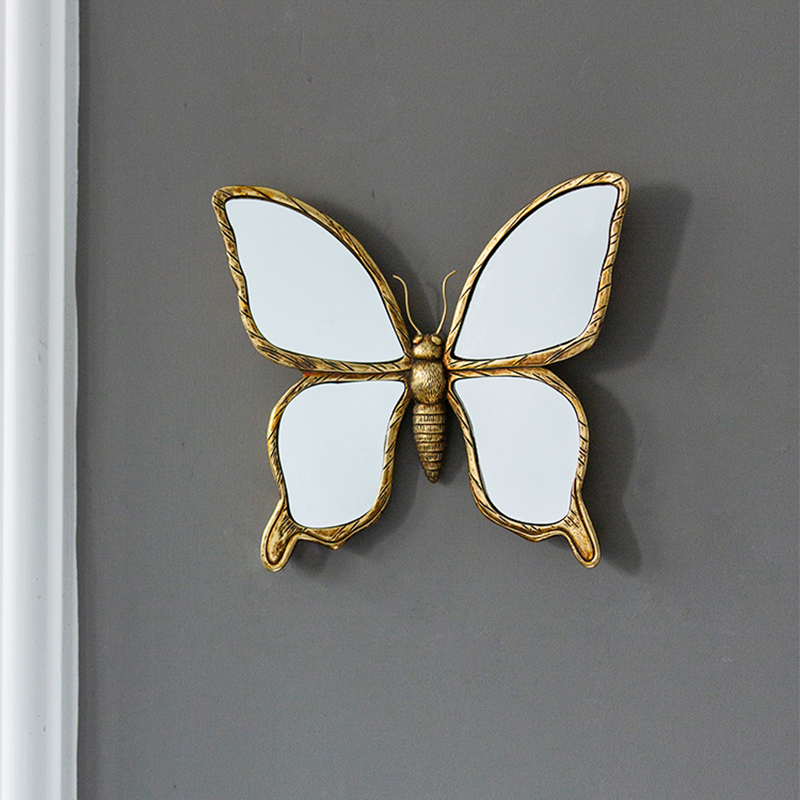 极速蝴蝶镜子装饰挂件美式玄关入户门口墙面装饰复古餐厅软装创意