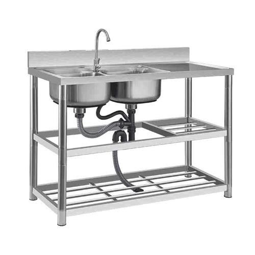 速发厨房不锈钢水槽双水槽洗碗池洗菜盆台面一体带支架单水槽水池