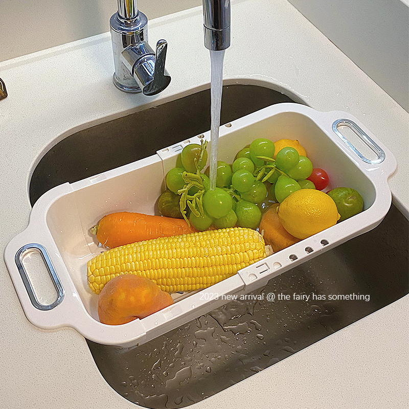 推荐ins风双层可伸缩沥水篮双层家用厨房洗菜盆水池水槽滤水篮菜