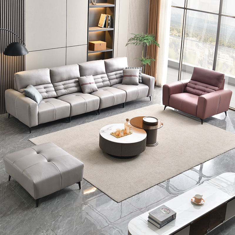 新品免洗科技布沙发意式极简小户B型客厅三四人位直排北欧布艺沙