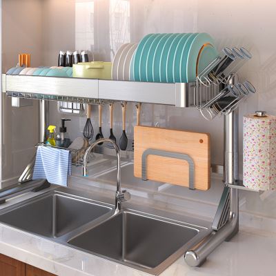 速发不锈钢可伸缩厨房水槽置物架台面碗架碗碟沥水架水池上碗盘收