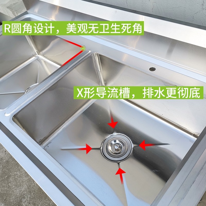 推荐不锈钢单槽洗菜盆水槽双槽洗碗池带支架饭店家用水池厨房洗手
