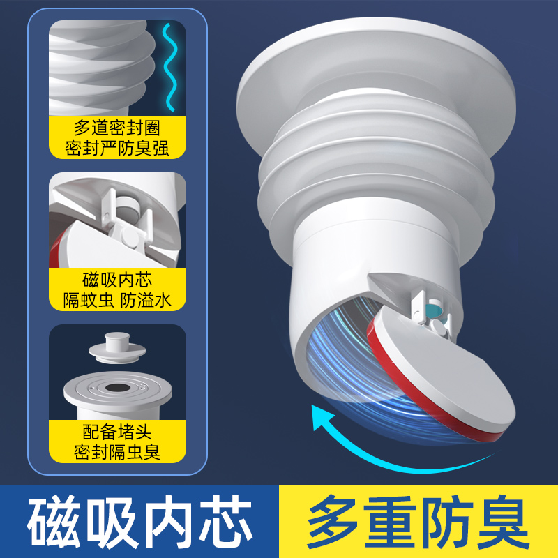 极速下水管道防返臭神器硅胶密封塞圈卫生间厨房面盆洗衣机排水管