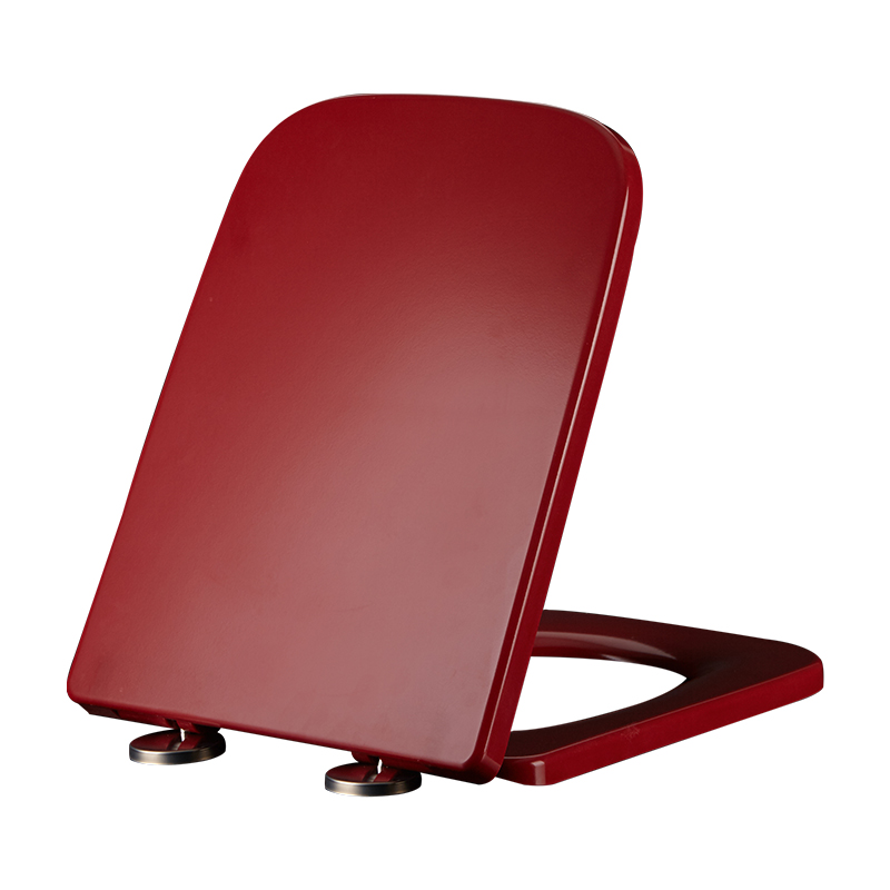 红色马桶盖加厚方型方形脲醛树脂老式坐便M盖器 缓降快拆厕所盖板