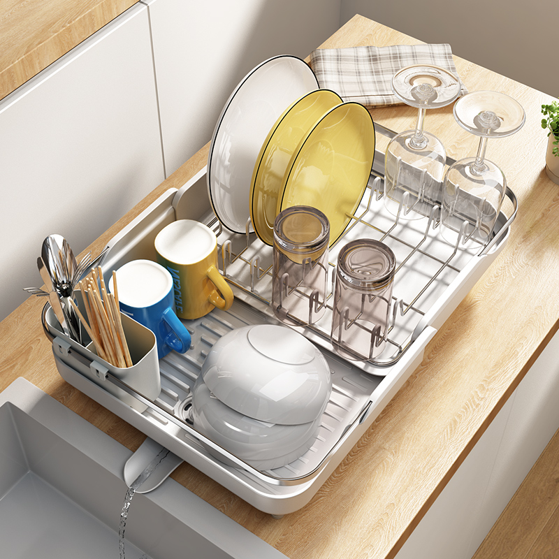 速发厨房可伸缩新型碗碟沥水架台面晾放碗筷餐具收纳水槽洗碗池滤