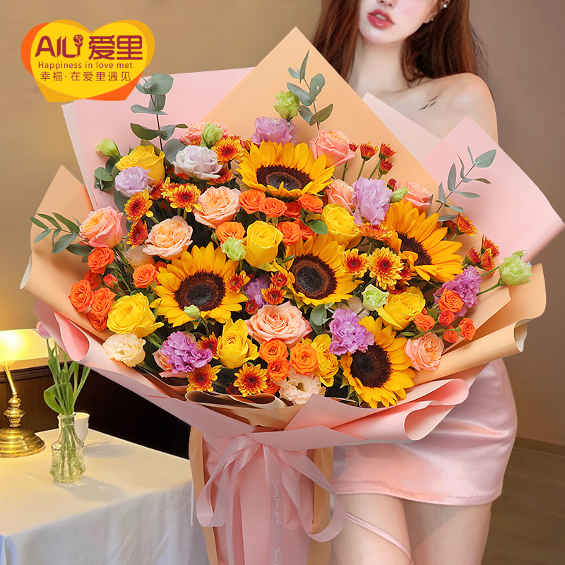 七夕巨型超大绣球花束玫瑰花店全国北京上海广州鲜花W速递同城配