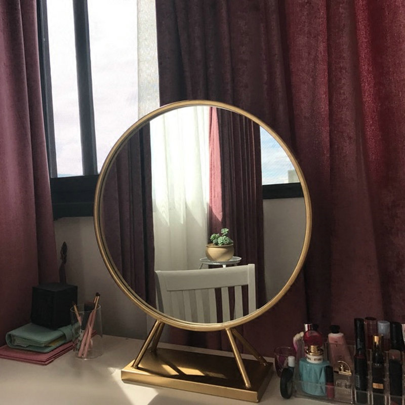 新品卧室桌c面化妆镜子北欧 浴室洗手台镜子厕所卫浴镜圆形梳妆台