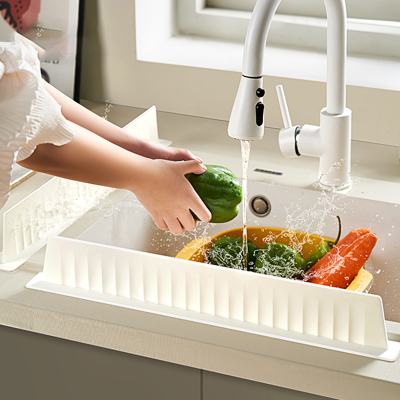 家用水槽洗手台挡水条洗碗水池加高厚防止溅水隔板厨房硅胶挡水板