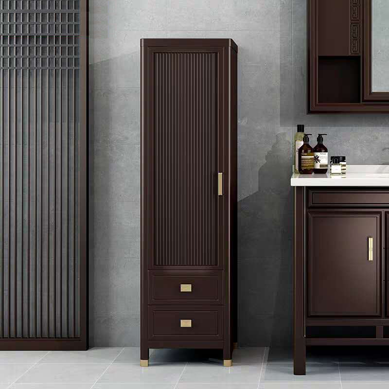 新中式实木浴e室柜卫生间储物收纳柜家用客厅简约置地落地边柜组