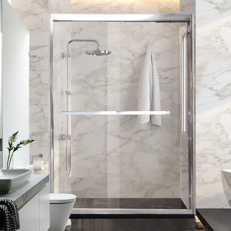 欧派卫浴 一字型钢化玻璃淋浴房淋浴屏风不锈钢卫生间隔断 西西里
