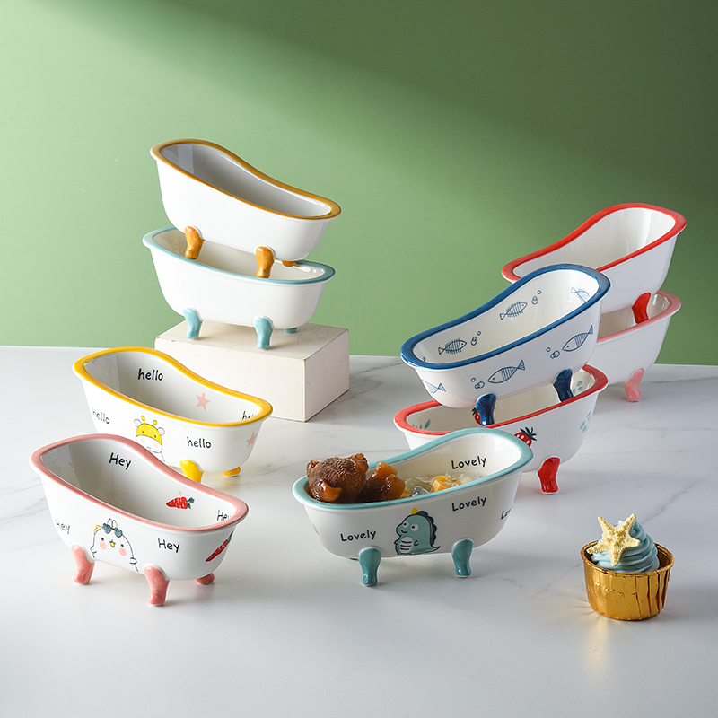 创意陶瓷浴缸碗麦片碗甜品碗冰淇淋碗微波炉烤箱早餐碗可爱小碗