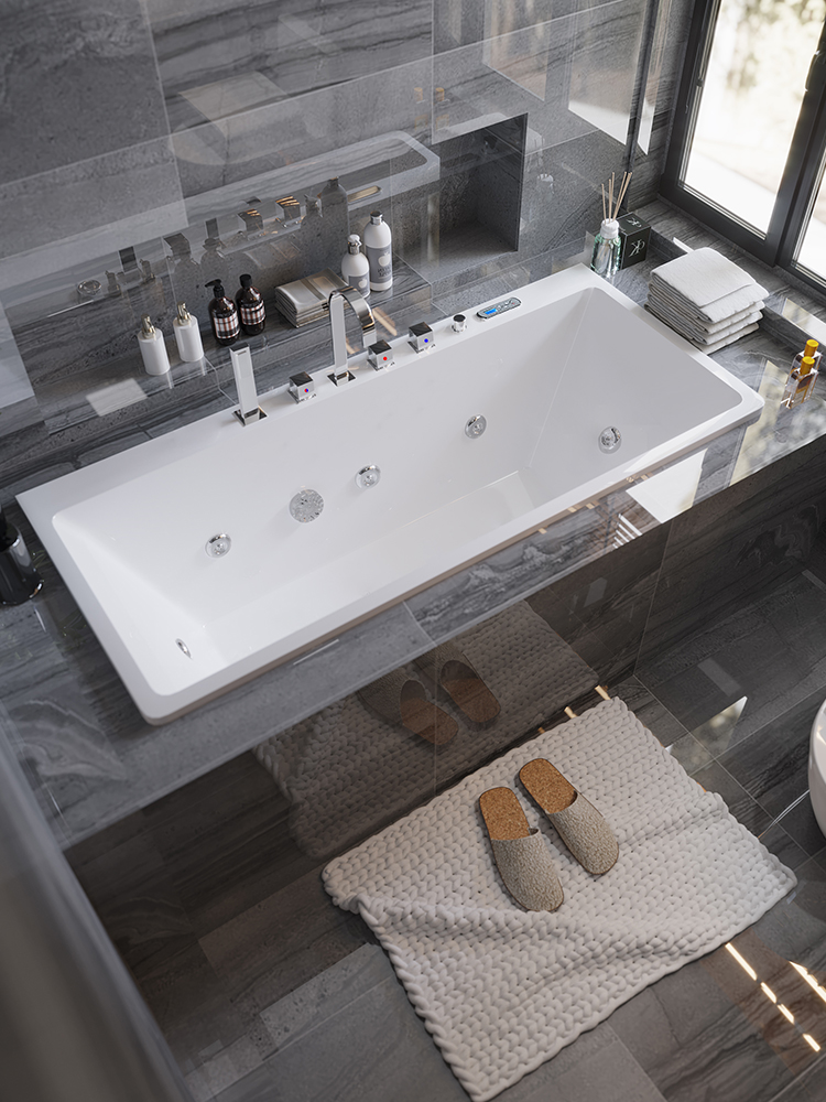 德国贝朗浴缸家用小户型卫生间嵌入式亚克力砌砖深泡浴池成人按摩